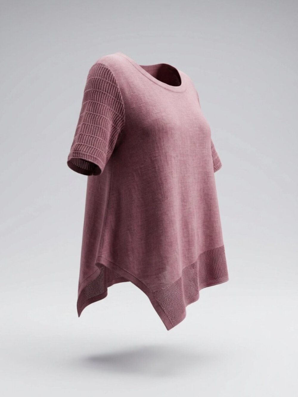 Mauve Textured Knit Asymmetrical Hem Top